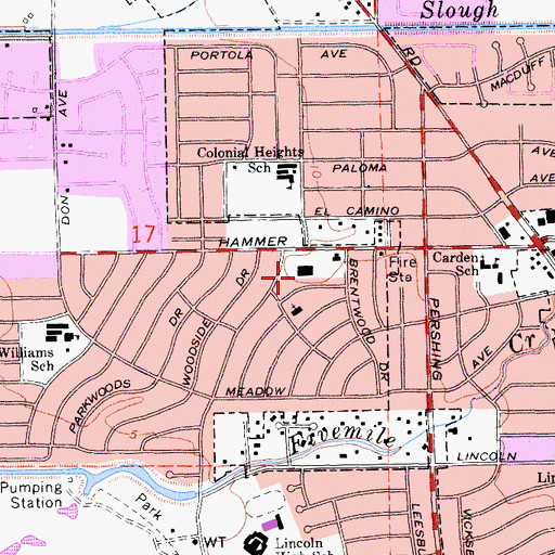 Topographic Map of Parkwoods Shopping Center, CA
