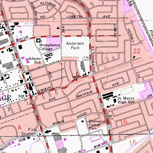 Topographic Map of Calvary Baptist Church, CA