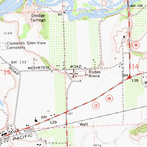 Topographic Map of Clements Buckaroos Rodeo Grounds, CA