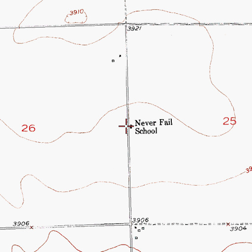 Topographic Map of Never Fail School, CO