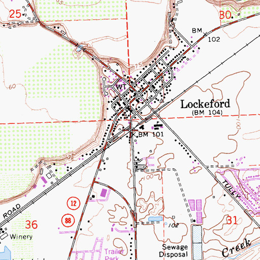Topographic Map of Lockeford Community Center, CA