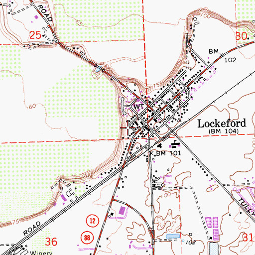 Topographic Map of Lockeford Post Office, CA