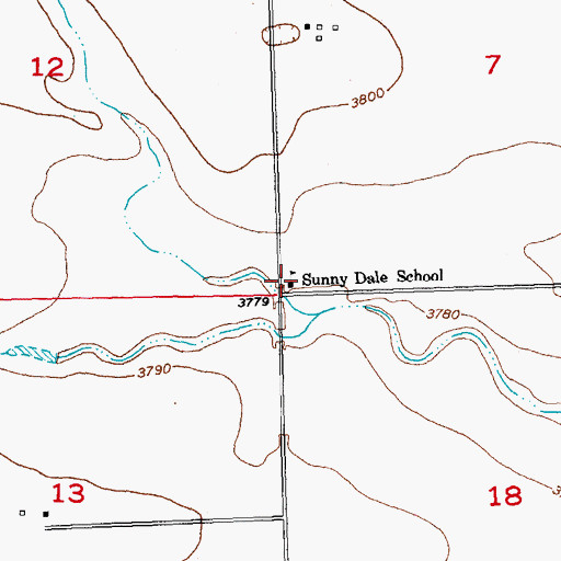 Topographic Map of Sunny Dale School, CO