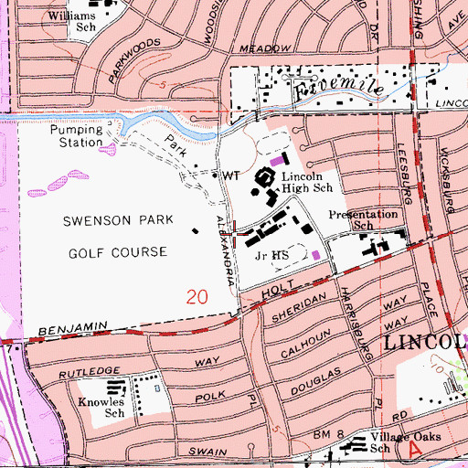 Topographic Map of Sierra Middle School, CA