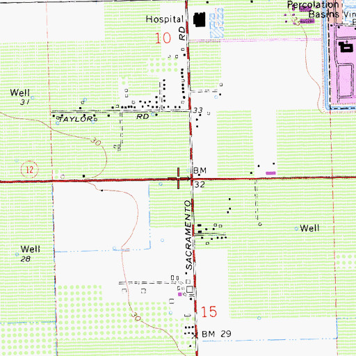 Topographic Map of Southwest Plaza Shopping Center, CA
