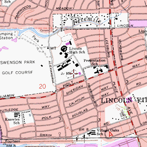 Topographic Map of Larssen High School, CA