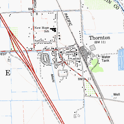 Topographic Map of Thornton Post Office, CA