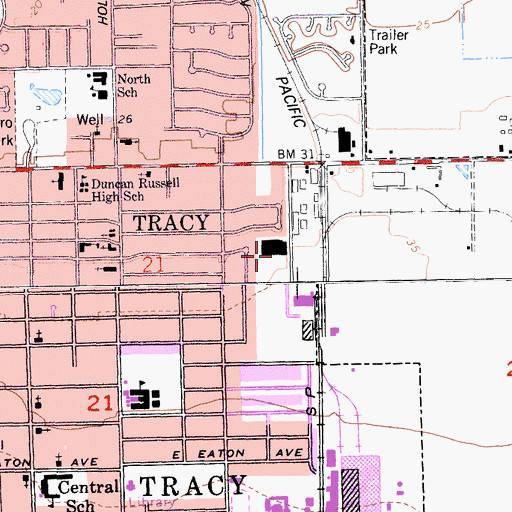 Topographic Map of Tracy Shopping Center, CA
