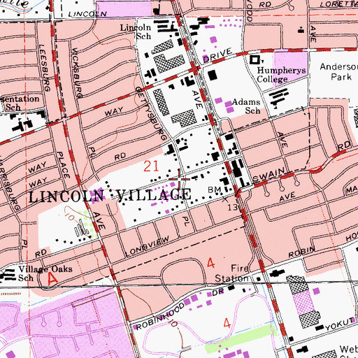 Topographic Map of Zion Lutheran Church, CA