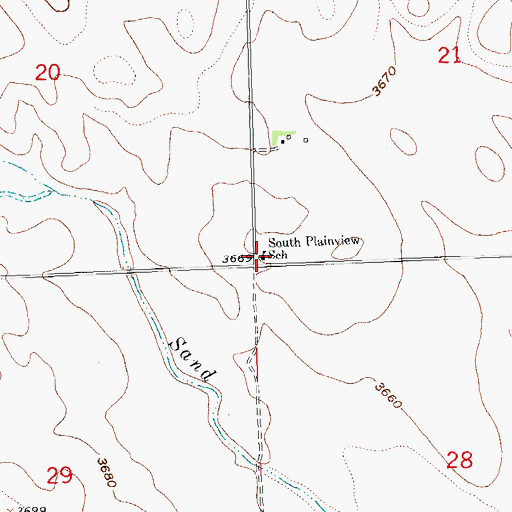 Topographic Map of South Plainview School, CO