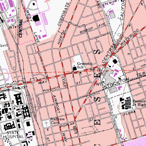 Topographic Map of Bethany Orthodox Presbyterian Church (historical), CA