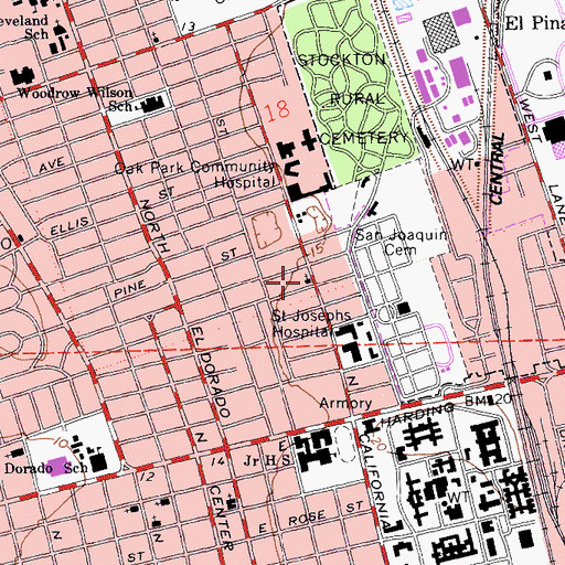 Topographic Map of Church of Christ, CA