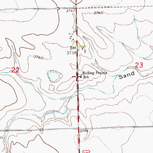 Topographic Map of Rolling Prairie School, CO