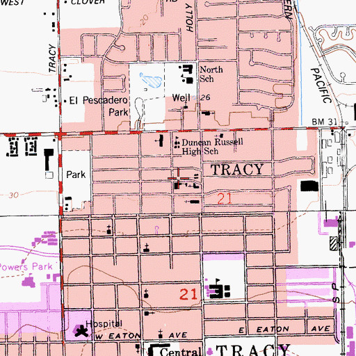 Topographic Map of Crossroads Christian Church, CA