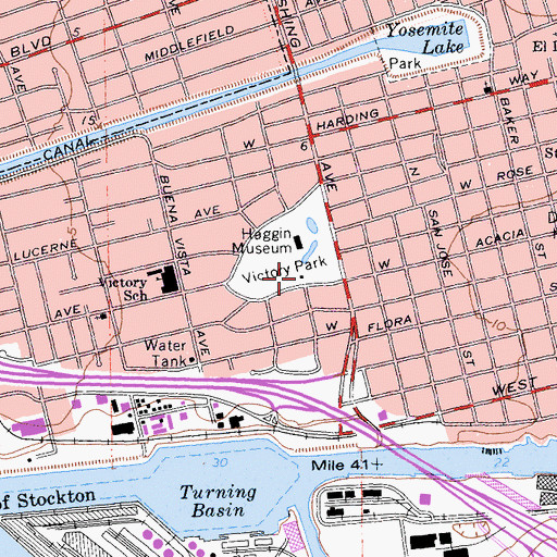 Topographic Map of Stockton Fire Department Station 6, CA