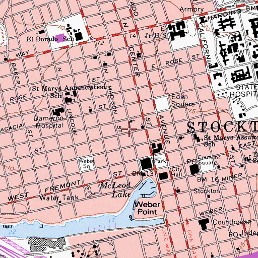 Topographic Map of First Church of Christ Scientist, CA