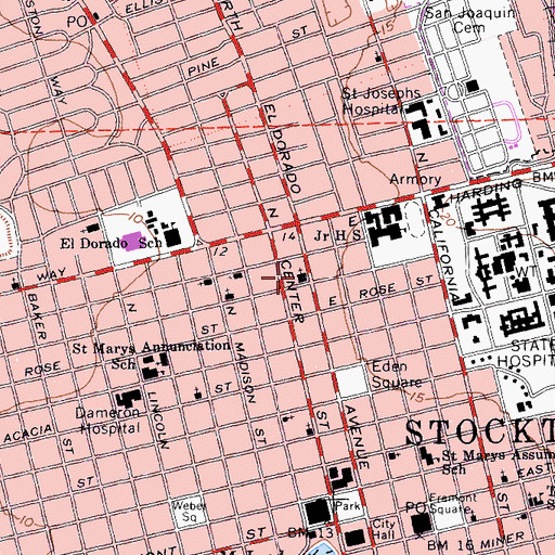 Topographic Map of First Presbyterian Church, CA