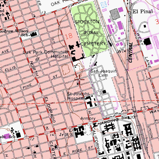 Topographic Map of Kingdom Hall of Jehovahs Witnesses, CA