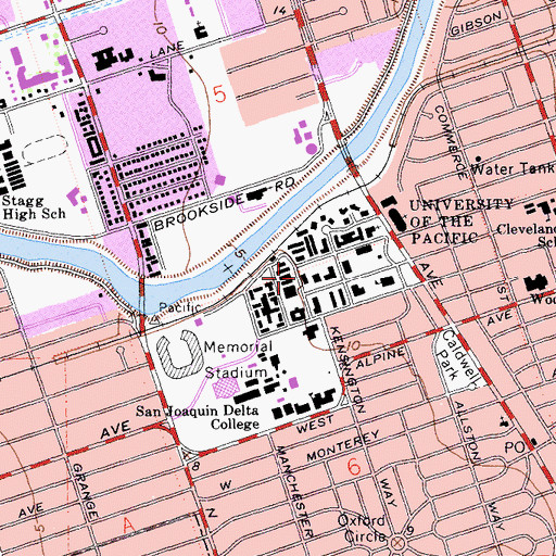 Topographic Map of West Memorial Infirmary, CA