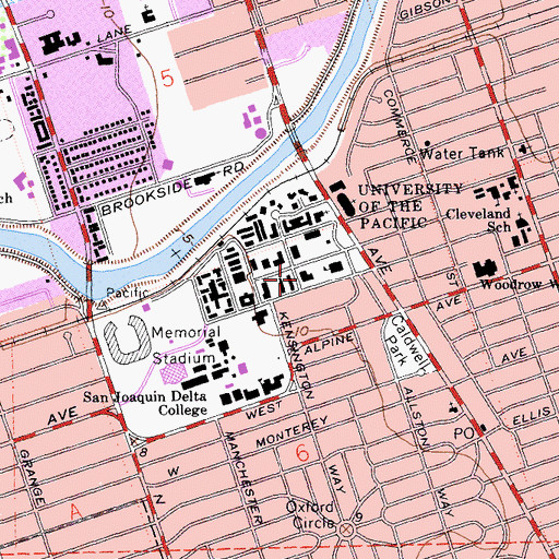 Topographic Map of Wood Memorial Hall, CA