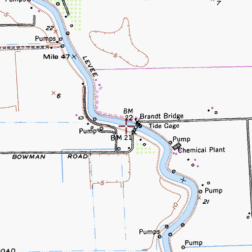 Topographic Map of Brandts Ferry (historical), CA