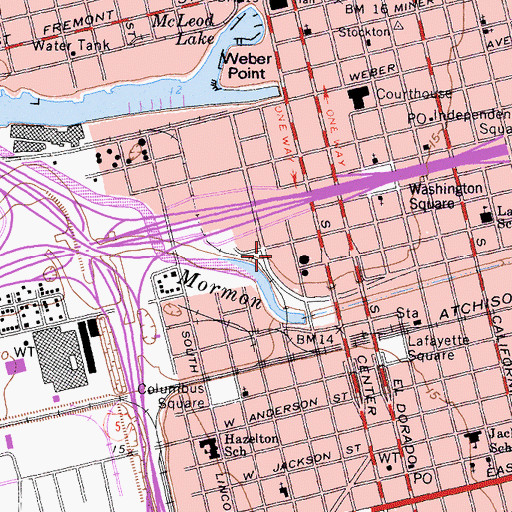 Topographic Map of Stockton Fire Department Station 2, CA