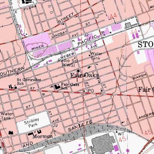 Topographic Map of Church of Christ, CA