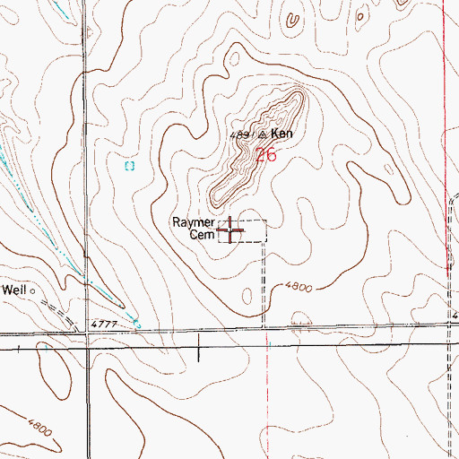 Topographic Map of Raymer Cemetery, CO