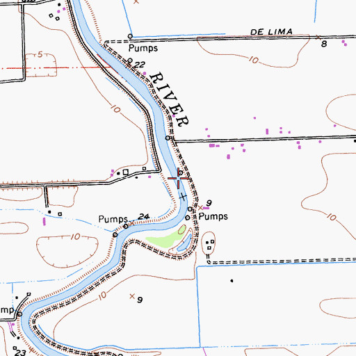 Topographic Map of Dos Reis County Park, CA