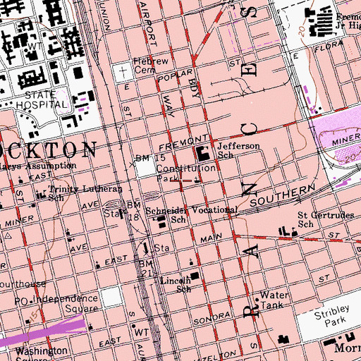 Topographic Map of Eastside Presbyterian Church, CA