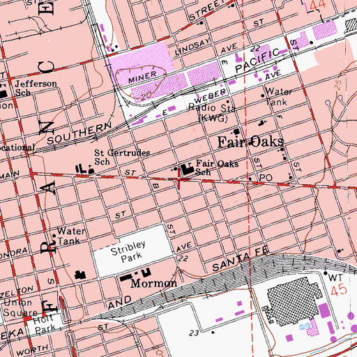 Topographic Map of Fair Oaks Library, CA