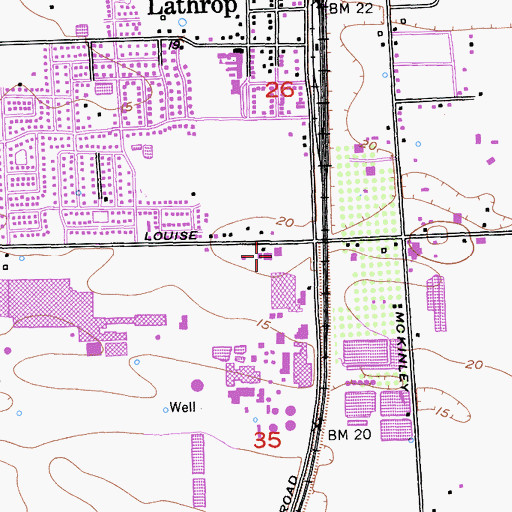 Topographic Map of Lathrop City Hall, CA
