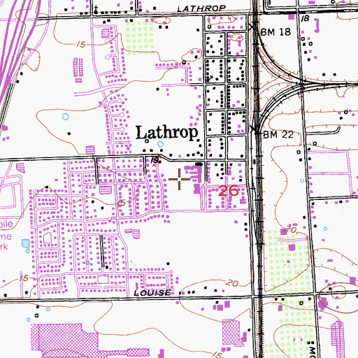Topographic Map of Lathrop Elementary School, CA