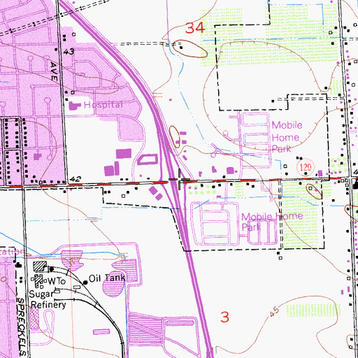 Topographic Map of Lincoln Shopping Center, CA