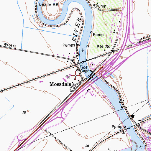 Topographic Map of Mossdale Marina, CA