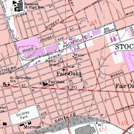 Topographic Map of Second Baptist Church, CA