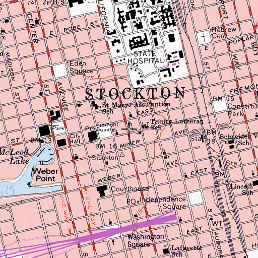 Topographic Map of Trinity Lutheran Church, CA