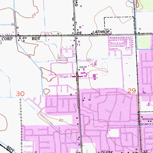 Topographic Map of Union High School, CA