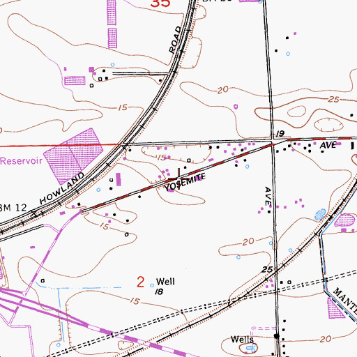 Topographic Map of Yosemite Elementary School, CA