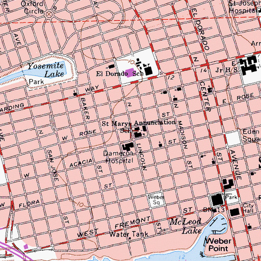Topographic Map of Annunciation Cathedral, CA