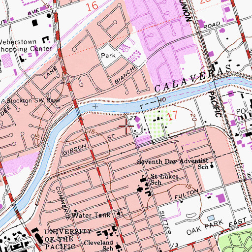 Topographic Map of Central Church of Christ, CA
