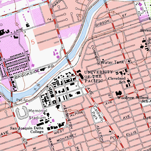 Topographic Map of Central United Methodist Church, CA