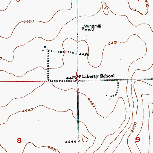 Topographic Map of Liberty School, CO