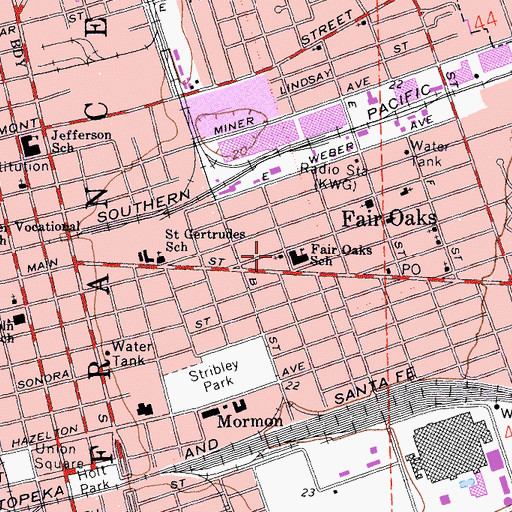 Topographic Map of Crossroads of the Valley Assembly of God Church, CA