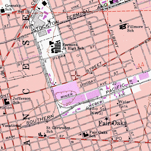 Topographic Map of Evangelical Methodist Christian School, CA