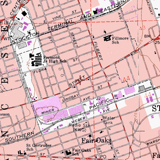 Topographic Map of Fremont Evangelical Methodist Church, CA