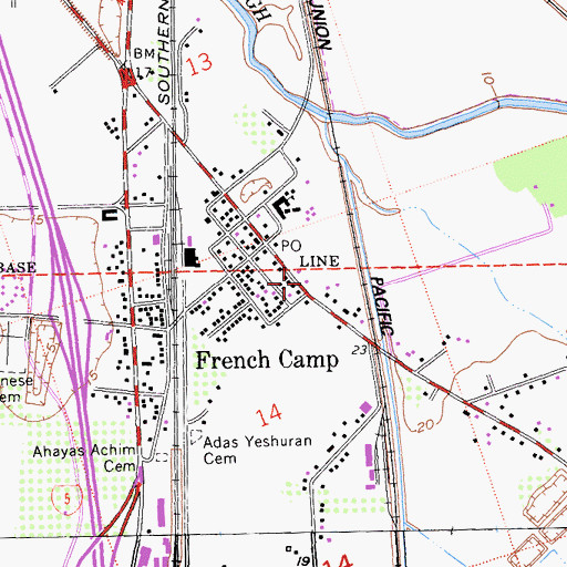 Topographic Map of French Camp Post Office, CA