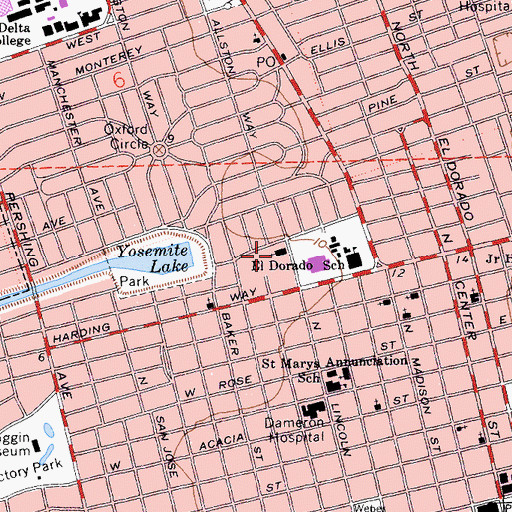 Topographic Map of Grace United Methodist Church, CA