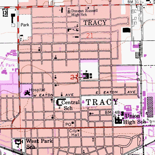 Topographic Map of H Alfred Clover Middle School, CA