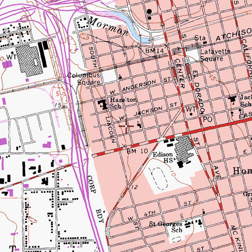 Topographic Map of Japanese Christian Church, CA